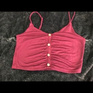 Burgundy crop top with adjustable straps